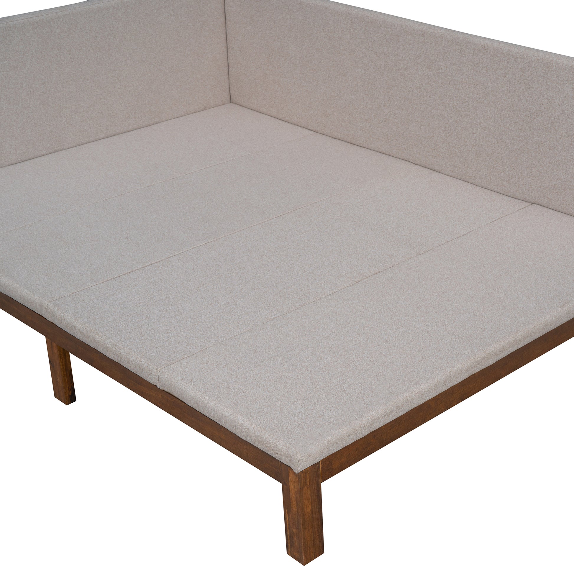 Upholstered Daybed Sofa Bed Frame Full Size Linen Beige Beige Upholstered