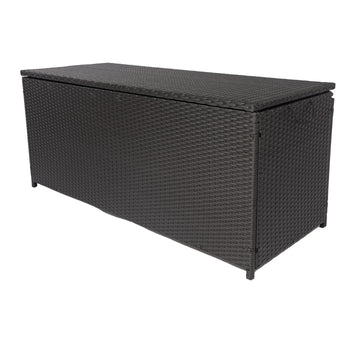 Outdoor Storage Box, 113 Gallon Wicker Patio Deck Boxes With Lid, Outdoor Cushion Storage Container Bin Chest For Kids Toys, Pillows, Towel Black No Sectional Black Rust Resistant Frame Water Resistant Cushion Garden & Outdoor American Traditional