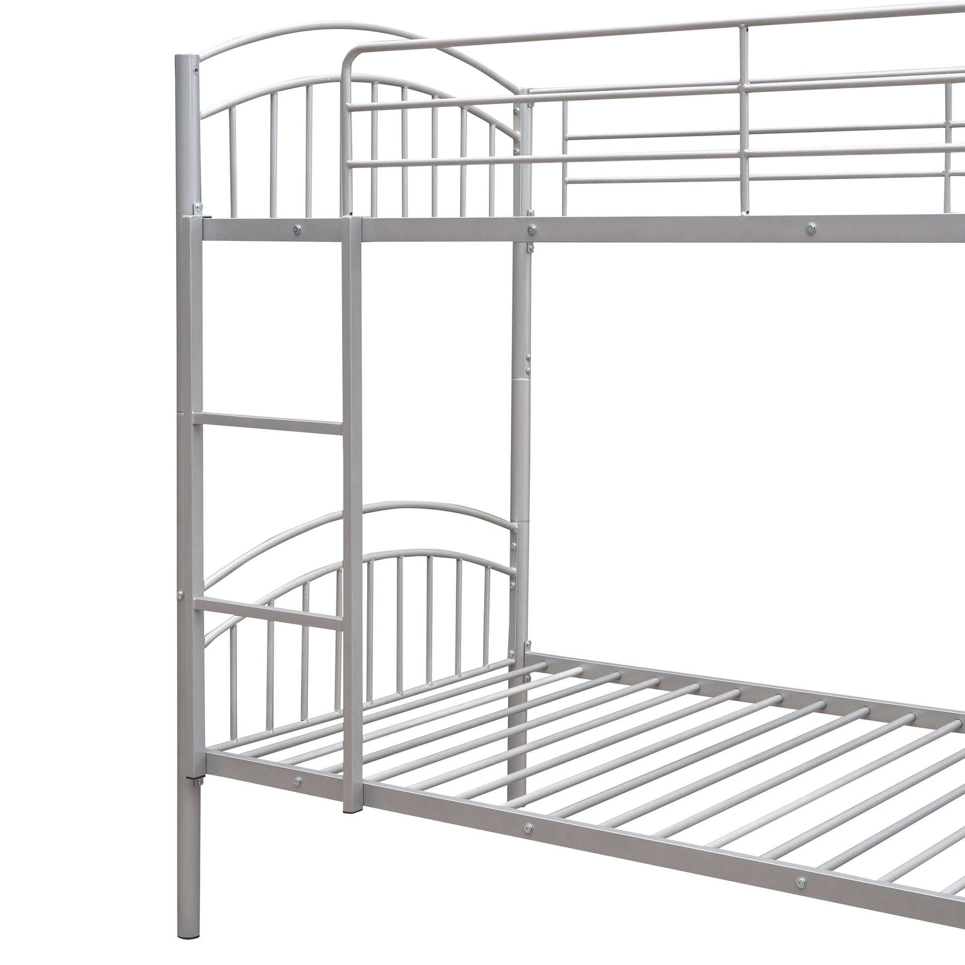 Twin Over Twin Metal Bunk Bed,Divided Into Two Beds Silver Old Sku:Mf280424Aan Twin Silver Metal