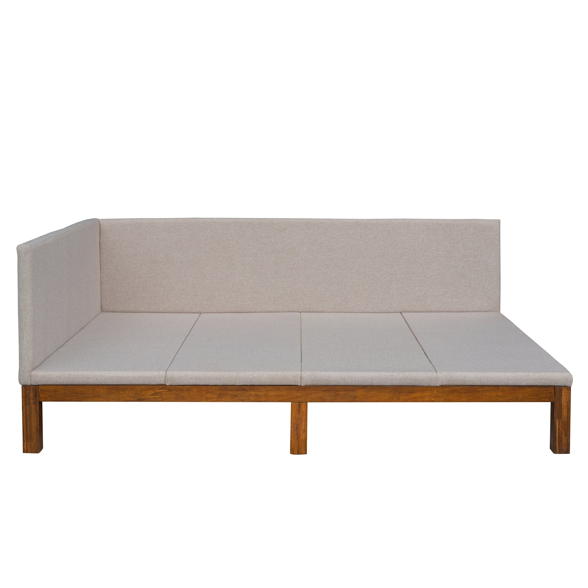 Upholstered Daybed Sofa Bed Frame Full Size Linen Beige Beige Upholstered