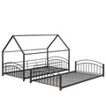 Twin Over Twin Metal Bunk Bed With Slide,Kids House Bed Black Red Twin Black Metal