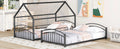 Twin Over Twin Metal Bunk Bed With Slide,Kids House Bed Black Black Metal