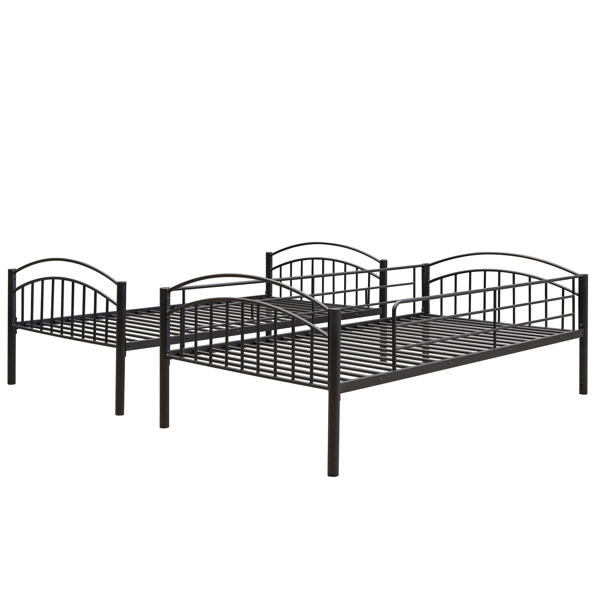 Twin Over Twin Metal Bunk Bed,Divided Into Two Beds Black Old Sku:Mf280424Aab Twin Black Metal