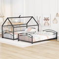 Twin Over Twin Metal Bunk Bed With Slide,Kids House Bed Black Red Twin Black Metal