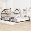 Twin Over Twin Metal Bunk Bed With Slide,Kids House Bed Black Red Black Metal