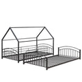 Twin Over Twin Metal Bunk Bed With Slide,Kids House Bed Black Black Metal