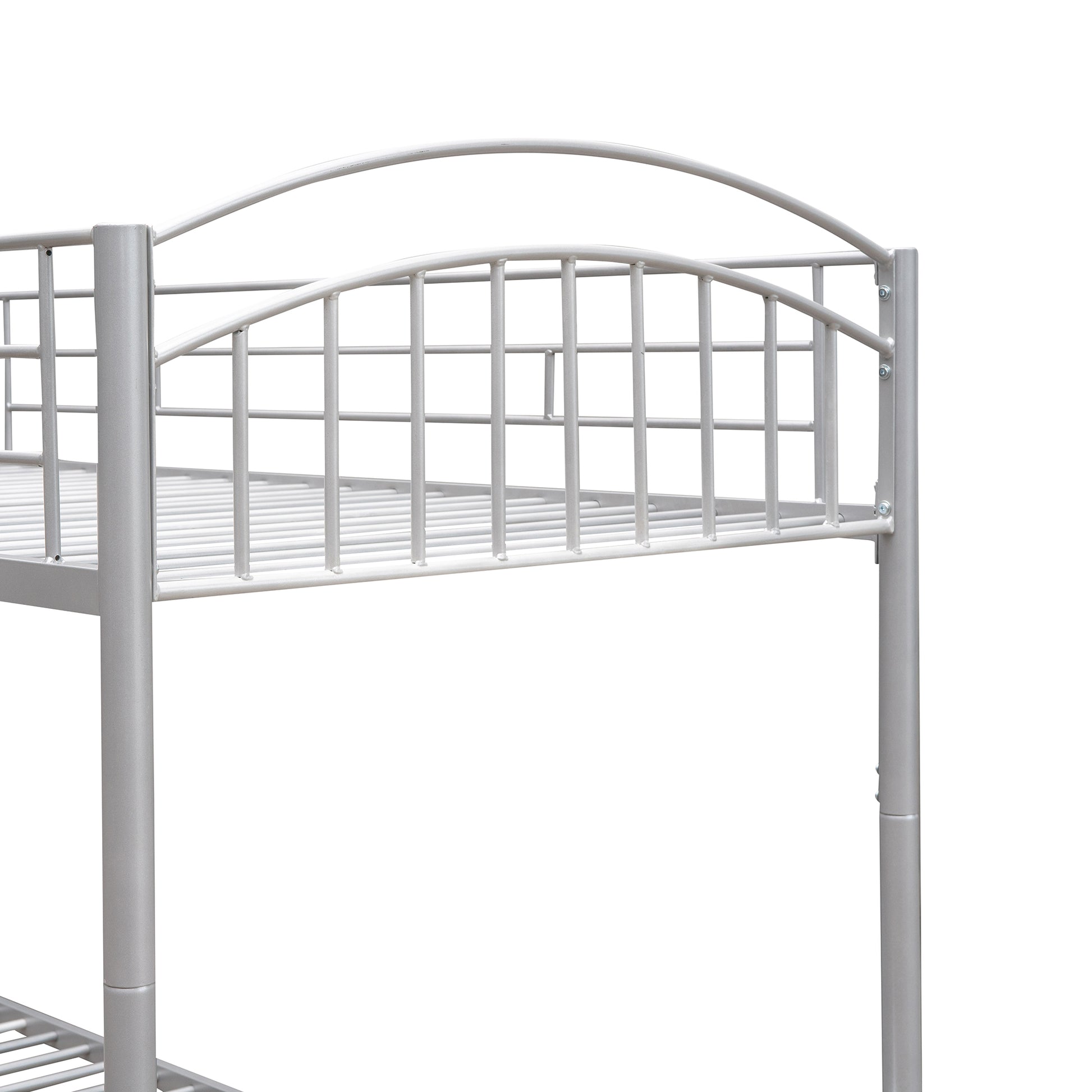 Twin Over Twin Metal Bunk Bed,Divided Into Two Beds Silver Old Sku:Mf280424Aan Twin Silver Metal