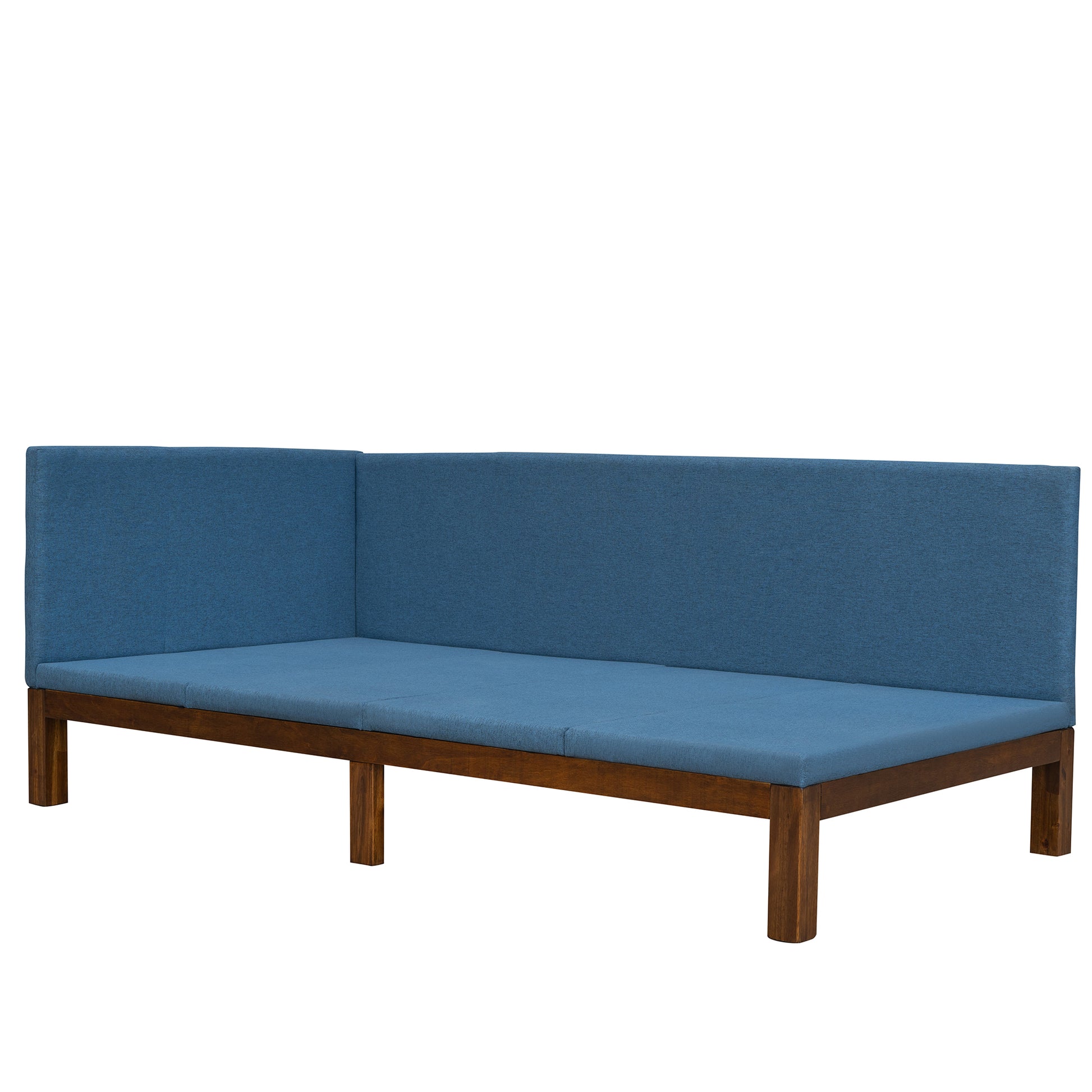 Upholstered Daybed Sofa Bed Frame Twin Size Linen Blue Beige Upholstered