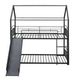 Twin Over Twin Metal Bunk Bed With Slide,Kids House Bed Black Black Metal