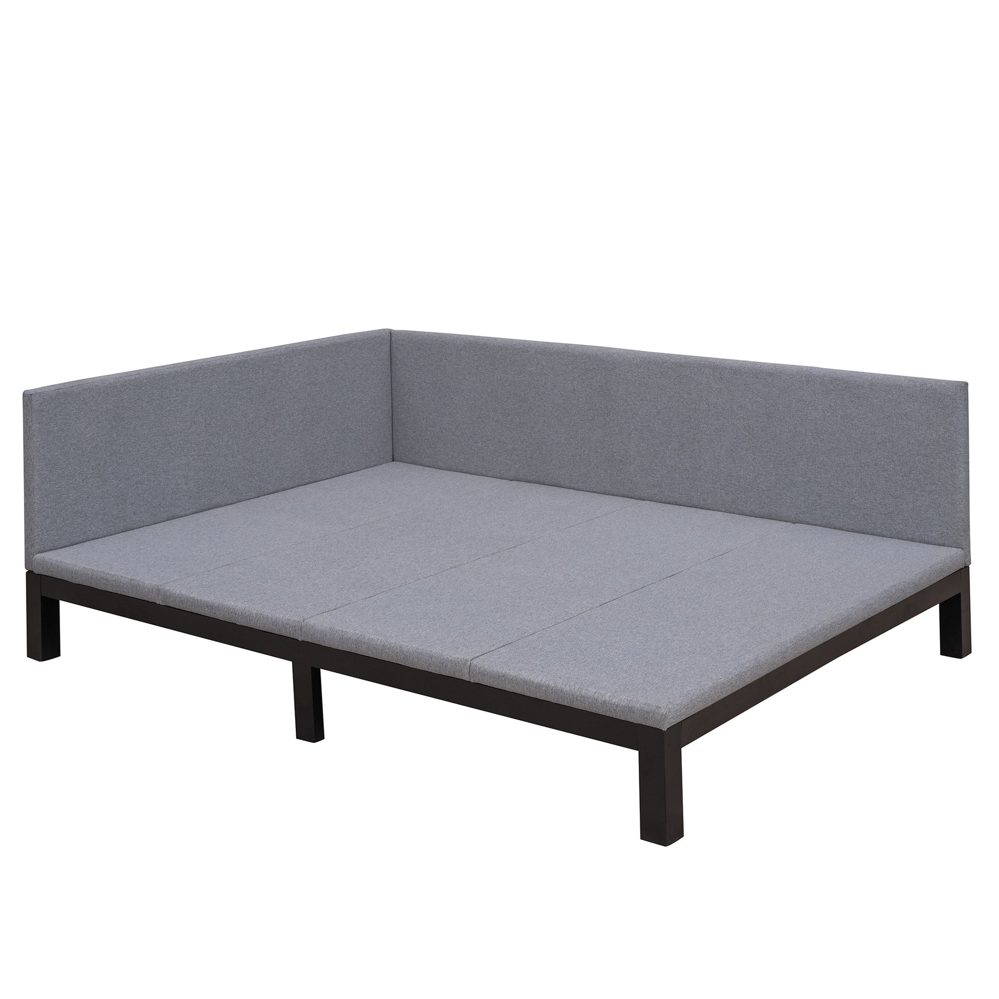 Upholstered Daybed Sofa Bed Frame Full Size Linen Gray Gray Upholstered