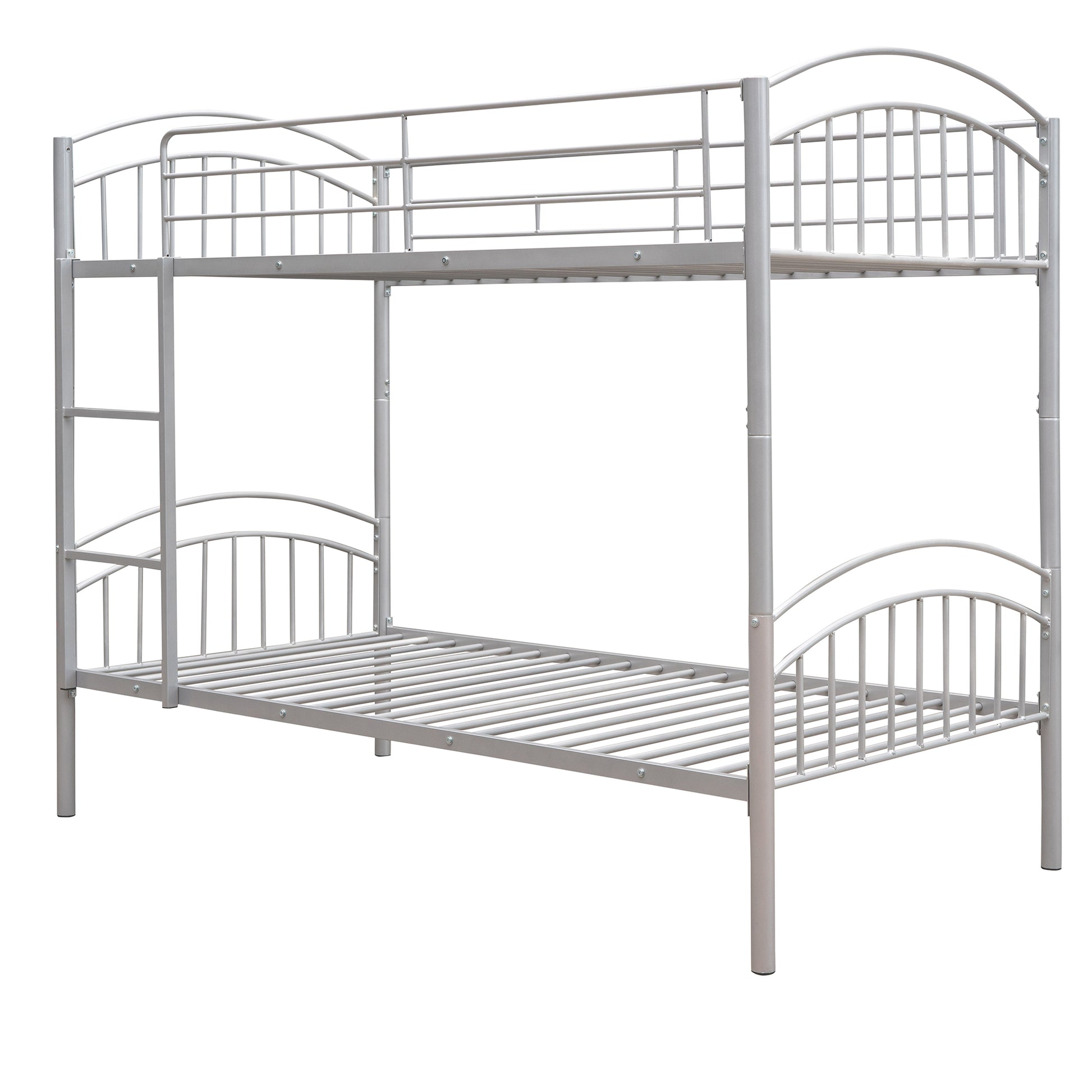 Twin Over Twin Metal Bunk Bed,Divided Into Two Beds Silver Old Sku:Mf280424Aan Twin Silver Metal