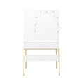 White Modern Simple Vanity With Stool, Solid Metal Frame Construction, 9 Led Lights Illuminate Makeup Mirror, Adjustable Brightness White Particle Board Mdf