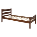 Twin Size Wood Platform Bed With Headboard And Wooden Slat Support Walnut Walnut Solid Wood