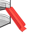 Twin Over Twin Metal Bunk Bed With Slide,Kids House Bed Black Red Twin Black Metal