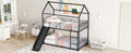 Twin Over Twin Metal Bunk Bed With Slide,Kids House Bed Black Black Metal