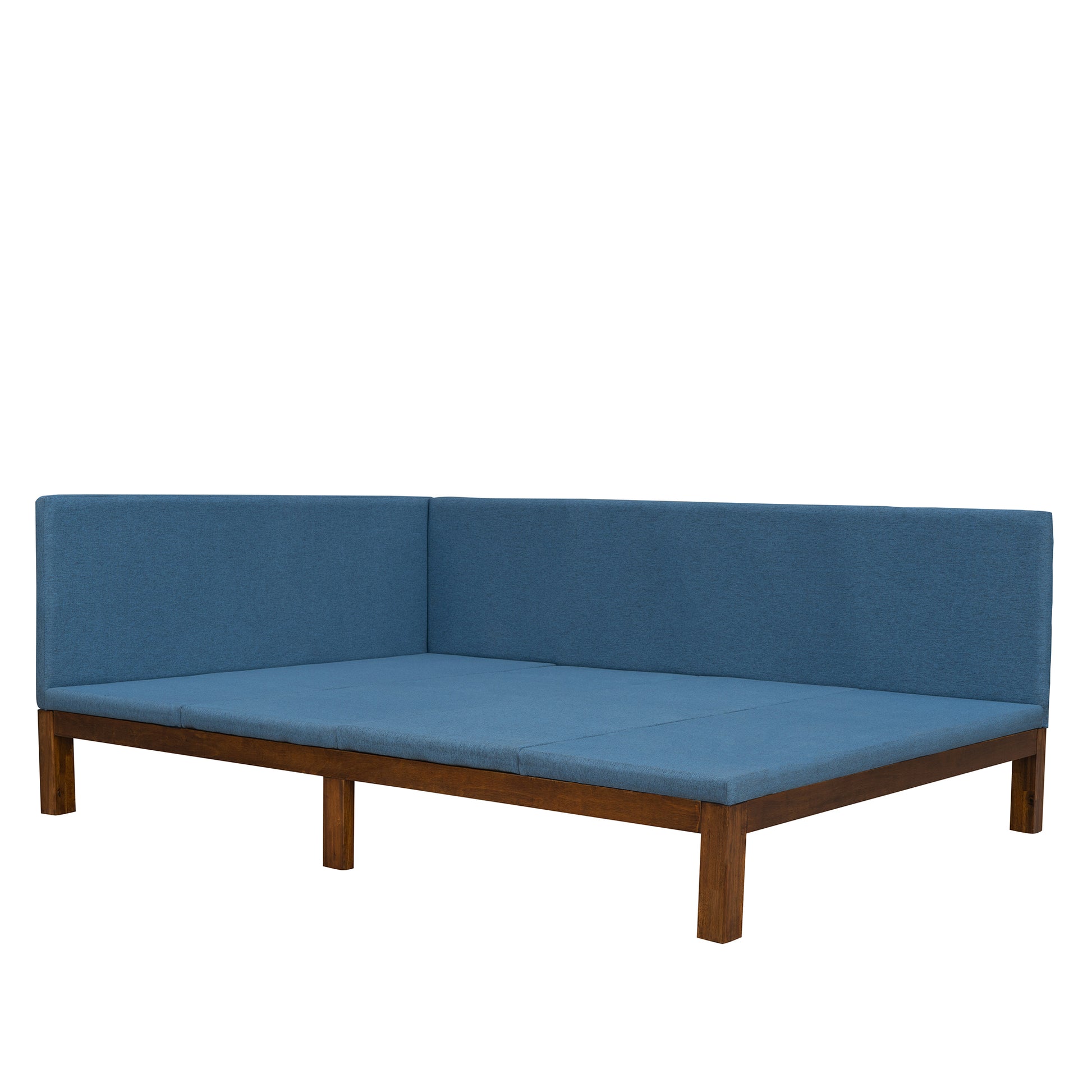 Upholstered Daybed Sofa Bed Frame Full Size Linen Blue Blue Upholstered