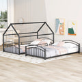 Twin Over Twin Metal Bunk Bed With Slide,Kids House Bed Black Black Metal