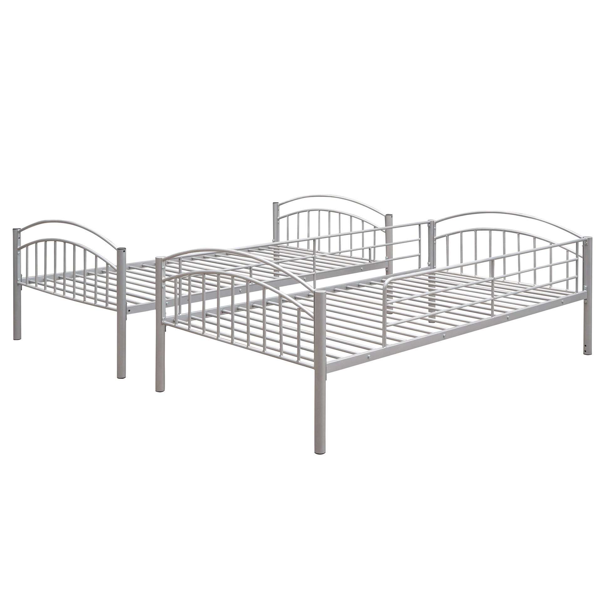 Twin Over Twin Metal Bunk Bed,Divided Into Two Beds Silver Old Sku:Mf280424Aan Twin Silver Metal