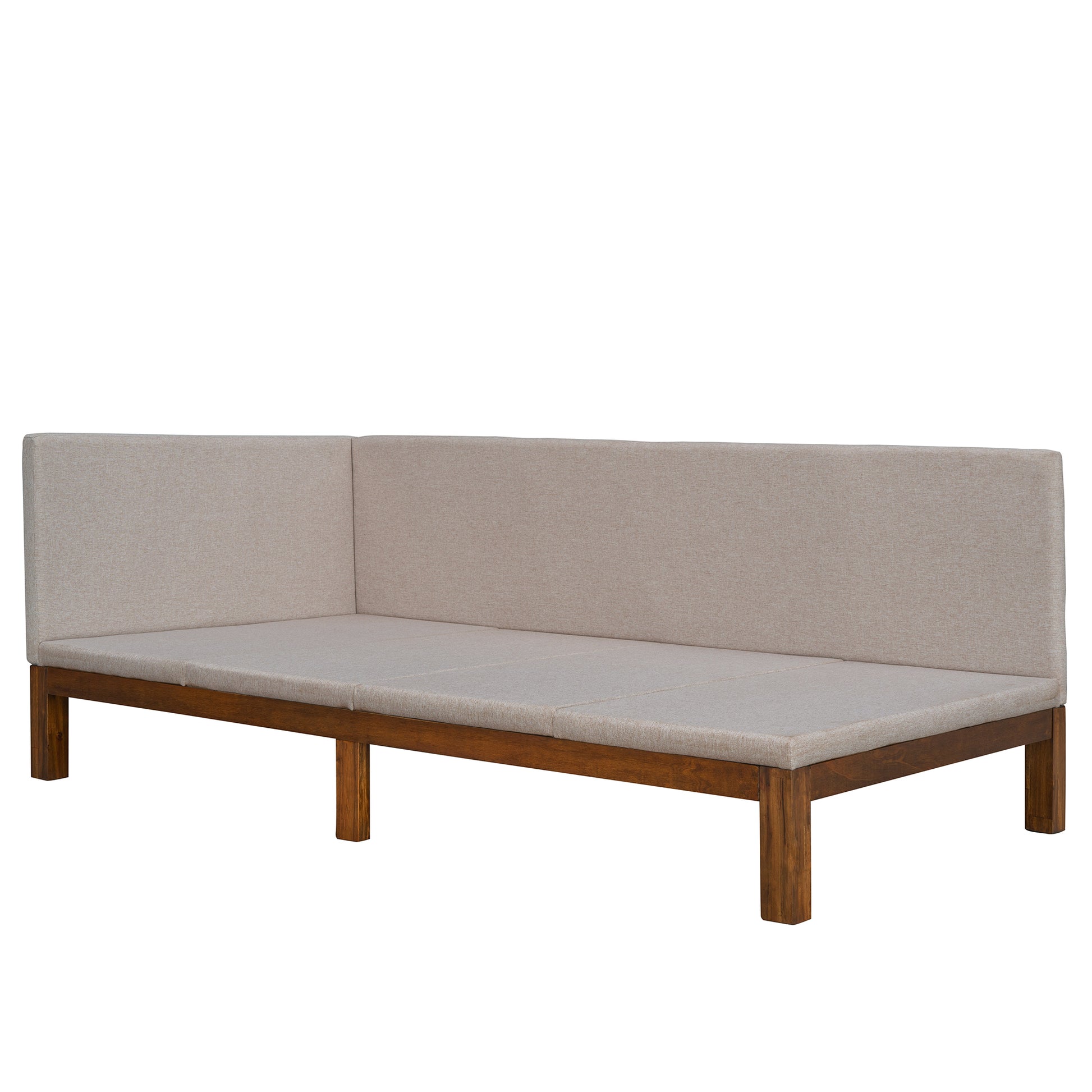 Upholstered Daybed Sofa Bed Frame Twin Size Linen Beige Beige Upholstered