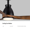 52 Inch Indoor Black Ceiling Fan With Led Light Black Brown American Traditional,Farmhouse,Rustic Steel Steel