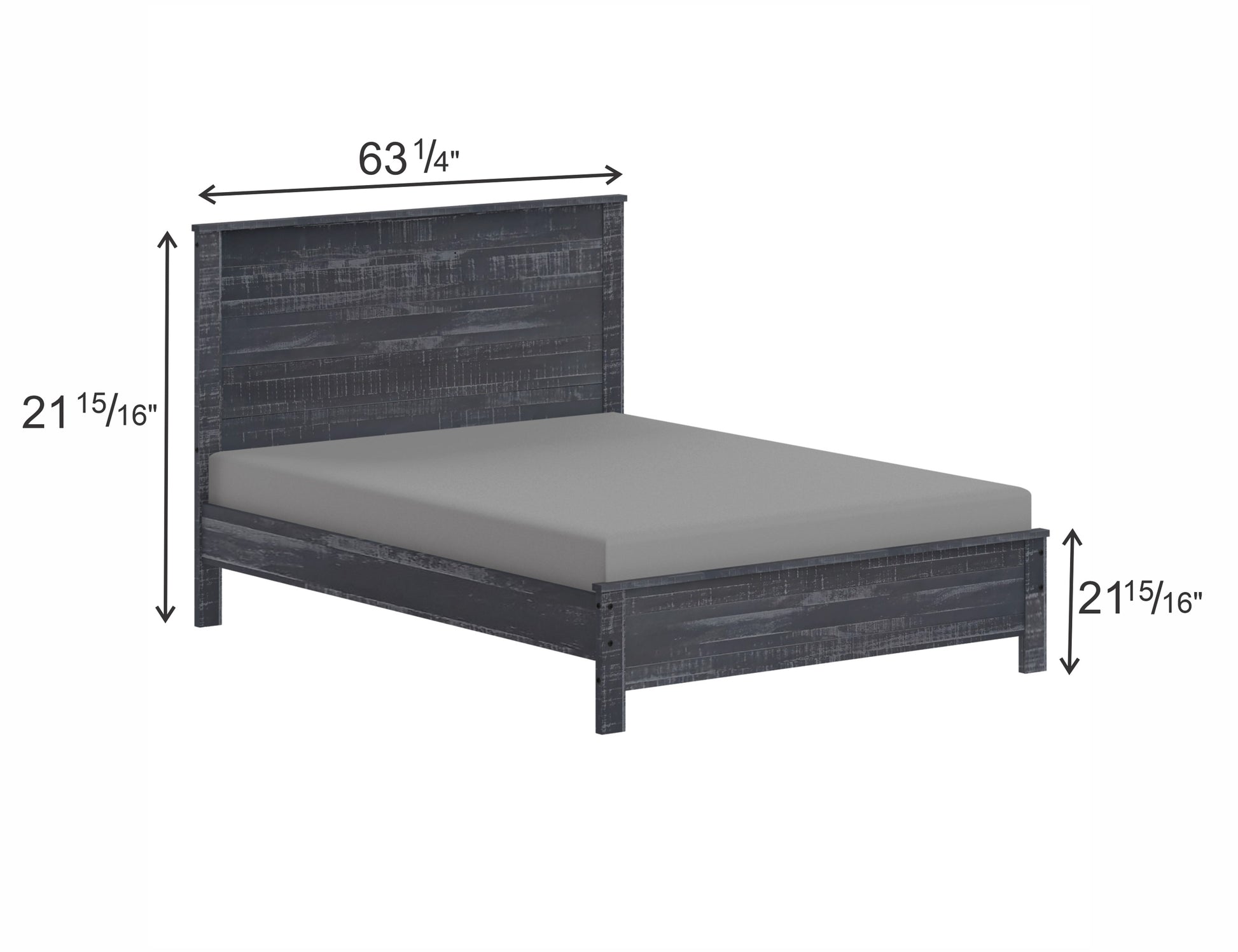 Albany Solid Wood Queen Bed Frame With Headboard, Heavy Duty Modern Rustic Queen Size Bed Frames, Box Spring Needed Grey Solid Wood