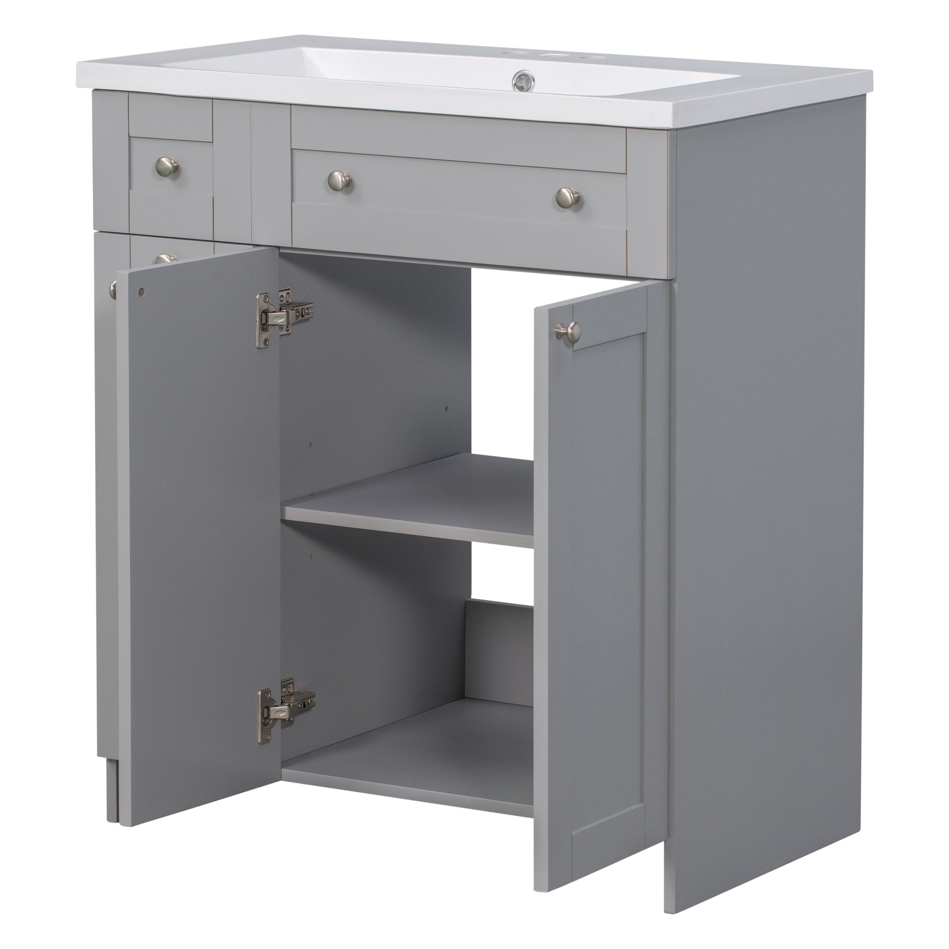 30" Bathroom Vanity With Single Sink In Grey,Combo Cabinet Undermount Sink,Bathroom Storage Cabinet Grey Mdf