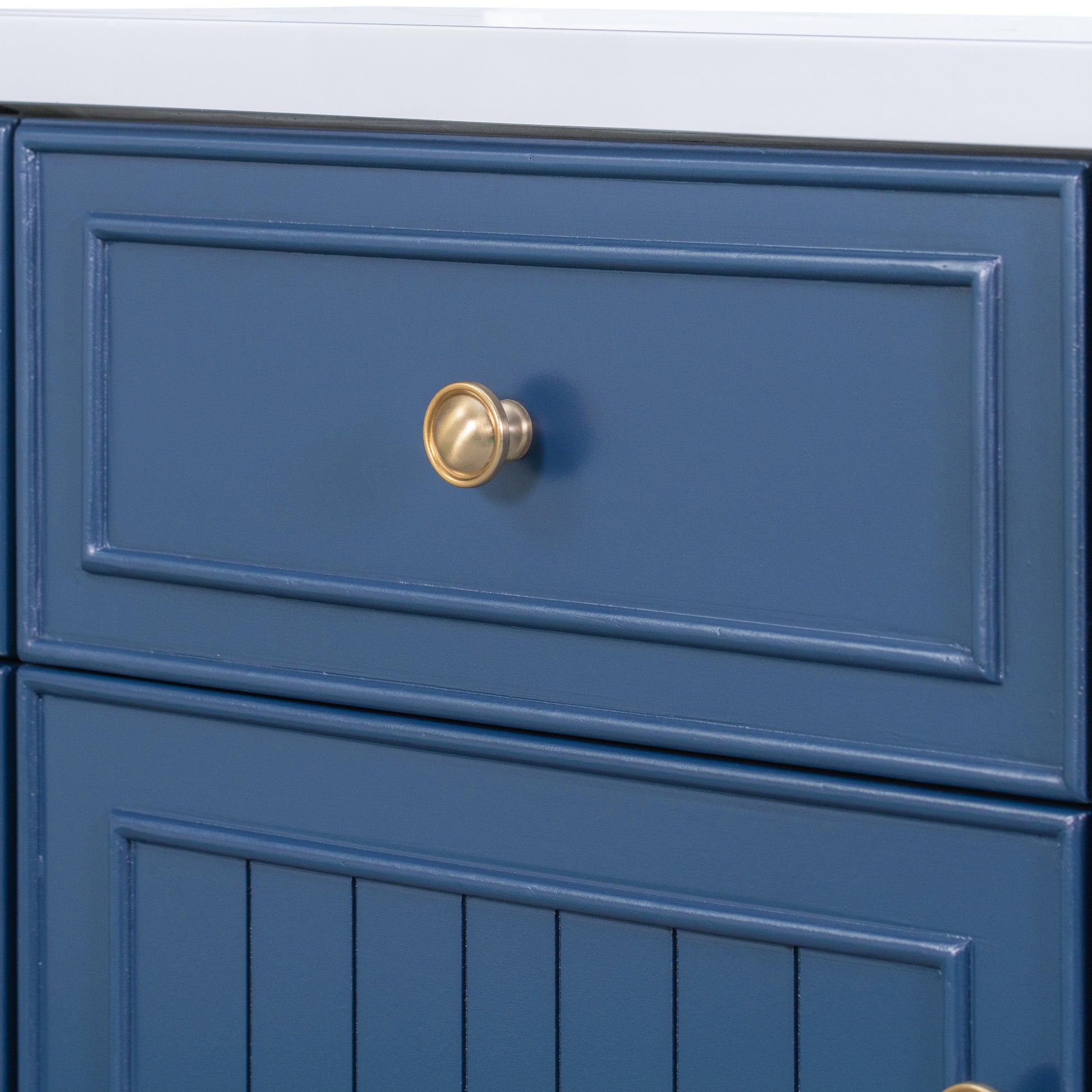 36" Bathroom Vanity Cabinet With Sink Top Combo Set, Navy Blue, Single Sink, Shaker Cabinet With Soft Closing Door And Drawer Navy Blue Solid Wood Mdf Resin