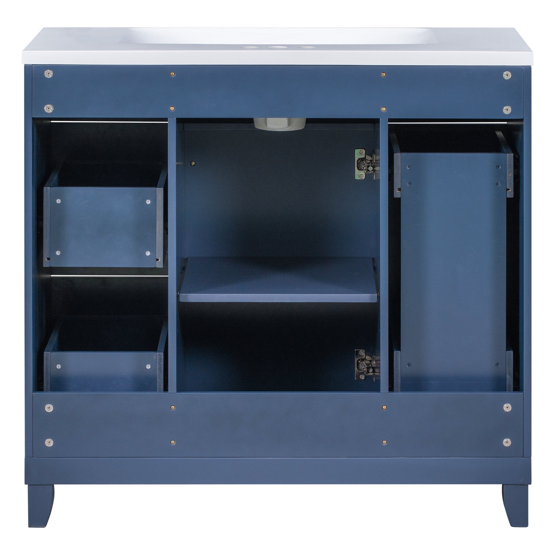 36" Bathroom Vanity Cabinet With Sink Top Combo Set, Navy Blue, Single Sink, Shaker Cabinet With Soft Closing Door And Drawer Navy Blue Solid Wood Mdf Resin