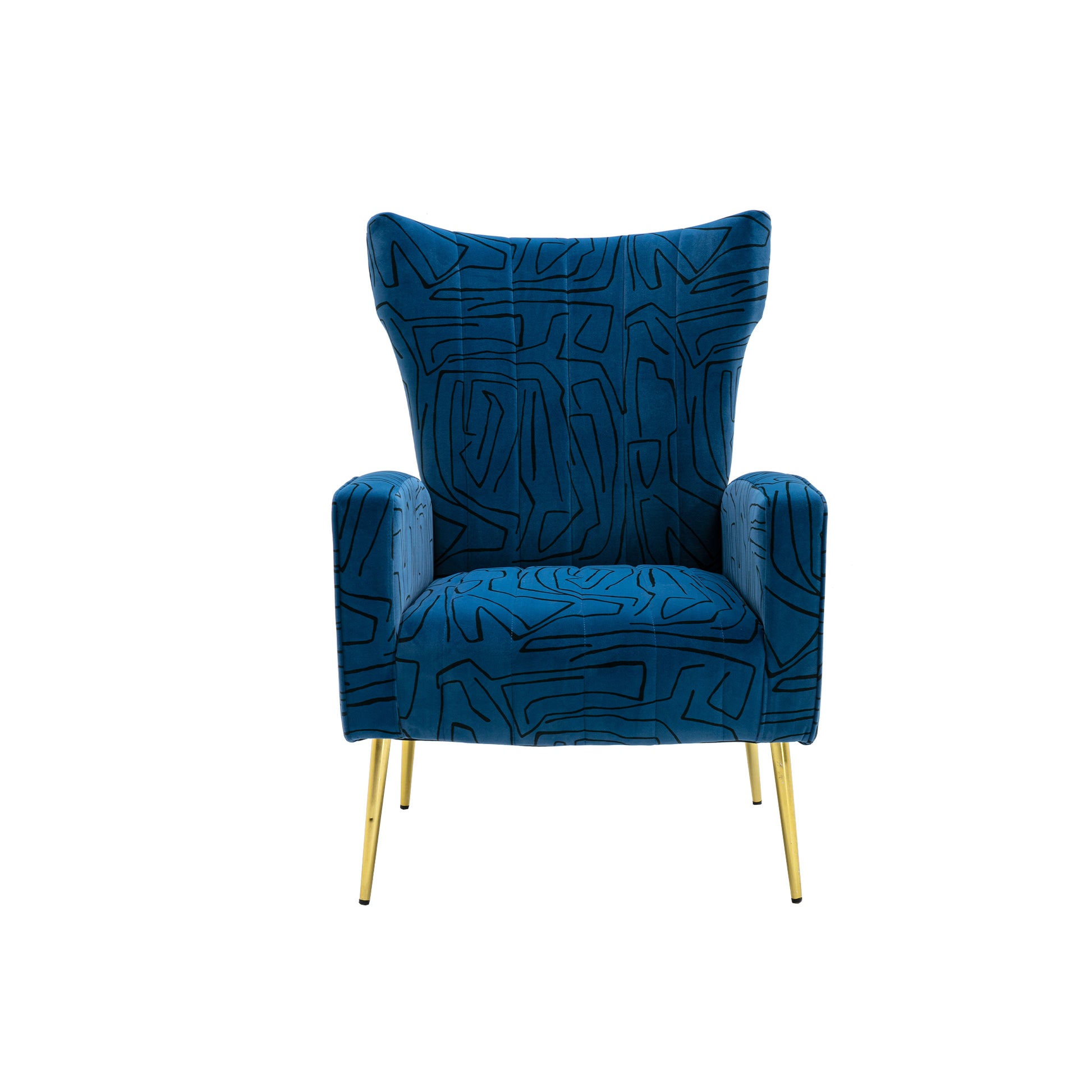 Coolmore Accent Chair ,Leisure Single Chair With Rose Golden Feet Navy Metal