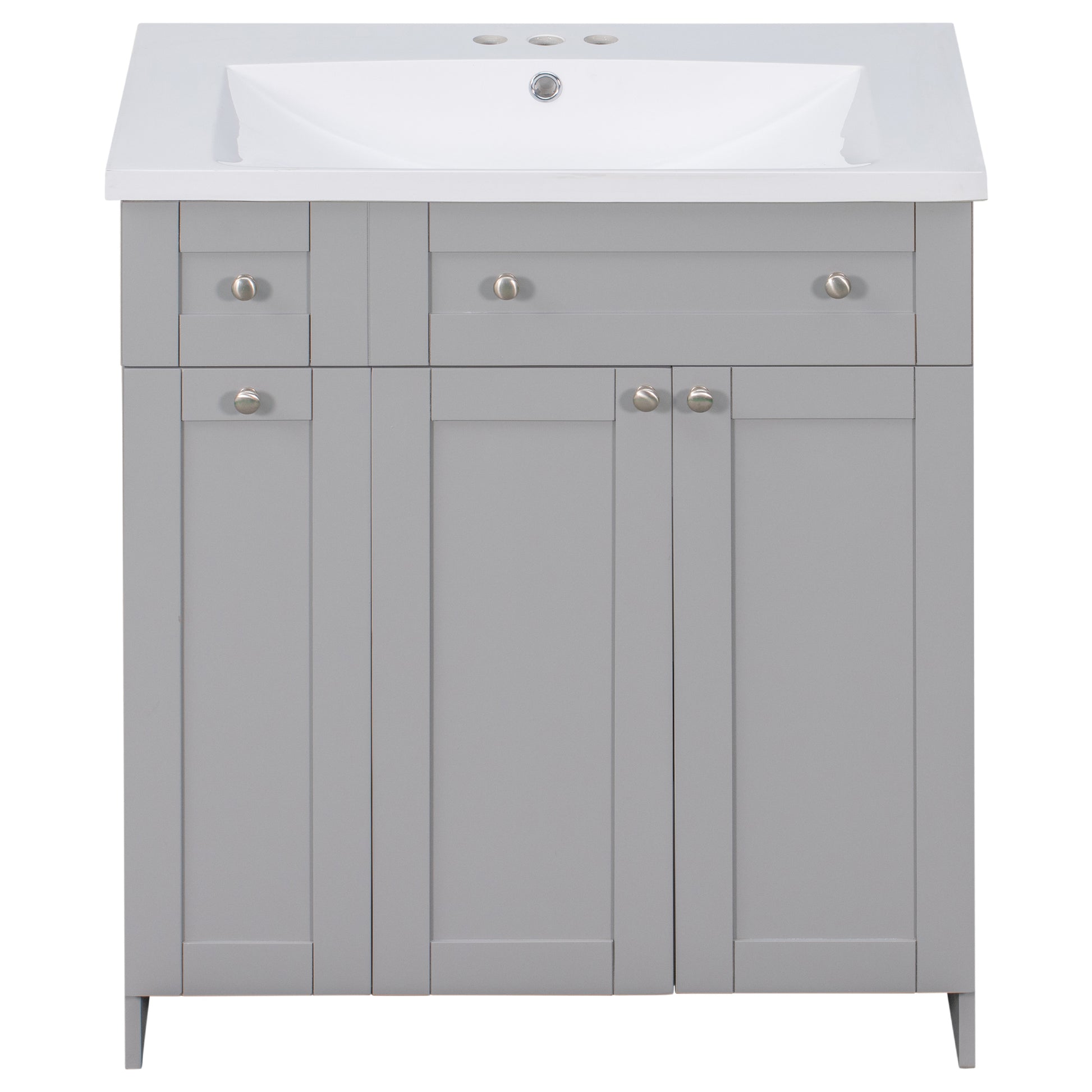 30" Bathroom Vanity With Single Sink In Grey,Combo Cabinet Undermount Sink,Bathroom Storage Cabinet Grey Mdf