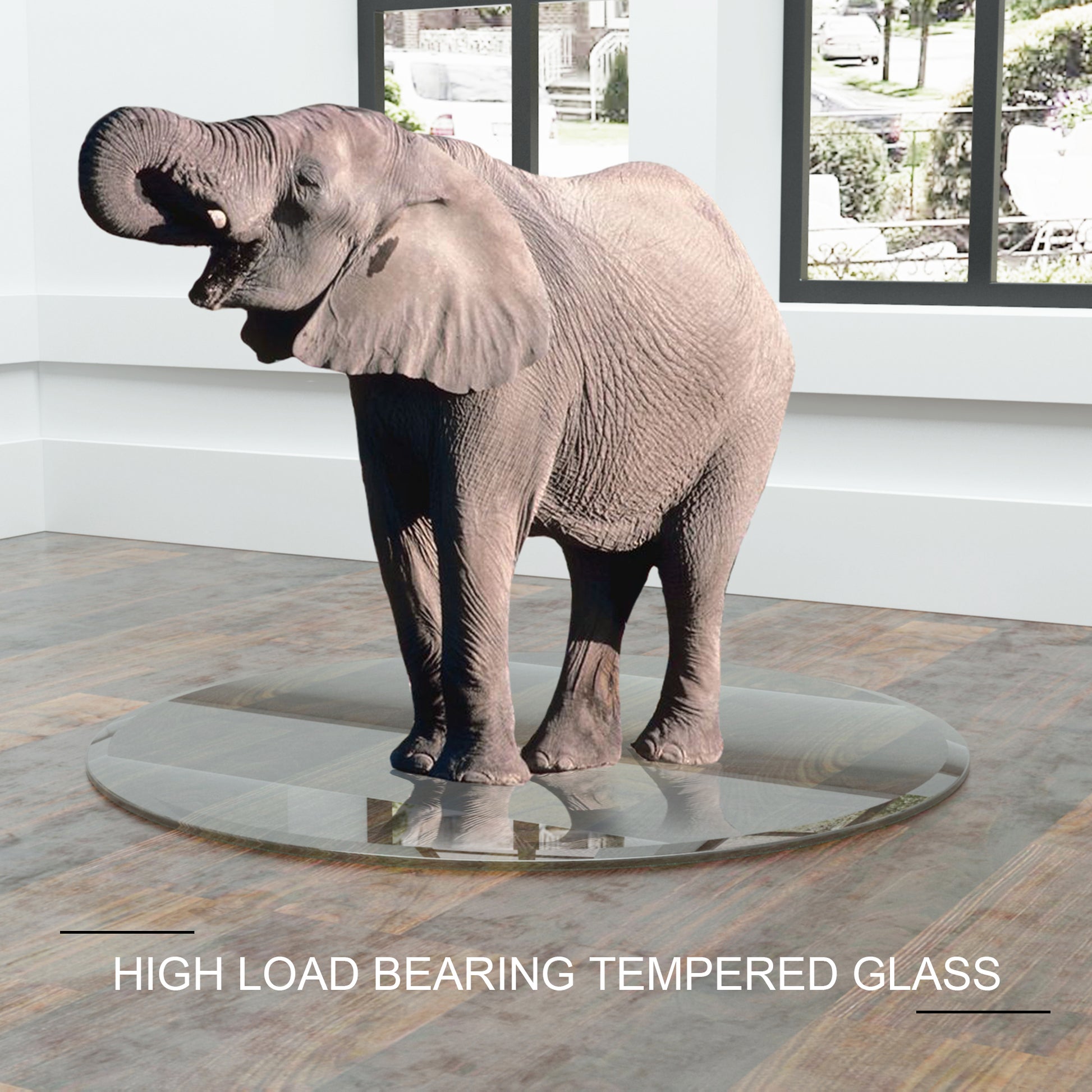 36" Inch Round Tempered Glass Table Top Clear Glass 1 4 Inch Thick Round Polished Edge Transparent Glass