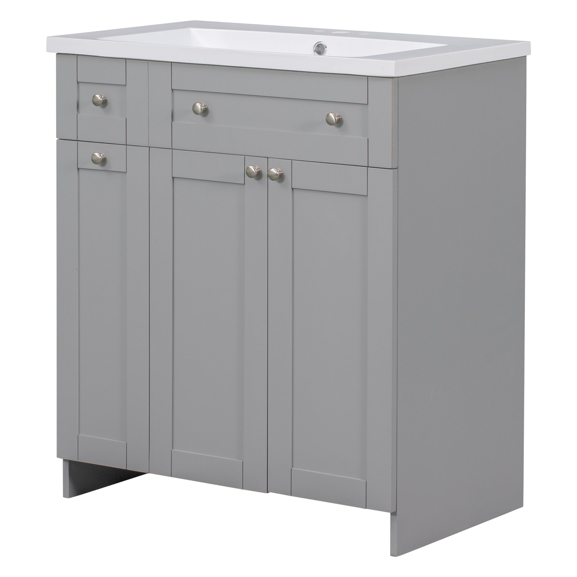 30" Bathroom Vanity With Single Sink In Grey,Combo Cabinet Undermount Sink,Bathroom Storage Cabinet Grey Mdf