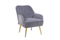 Modern Mid Century Chair Velvet Sherpa Armchair For Living Room Bedroom Office Easy Assemble Grey Foam Velvet