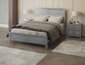 Albany Solid Wood Full Bed Frame With Headboard, Heavy Duty Modern Rustic Full Size Bed Frames, Box Spring Needed Grey Solid Wood