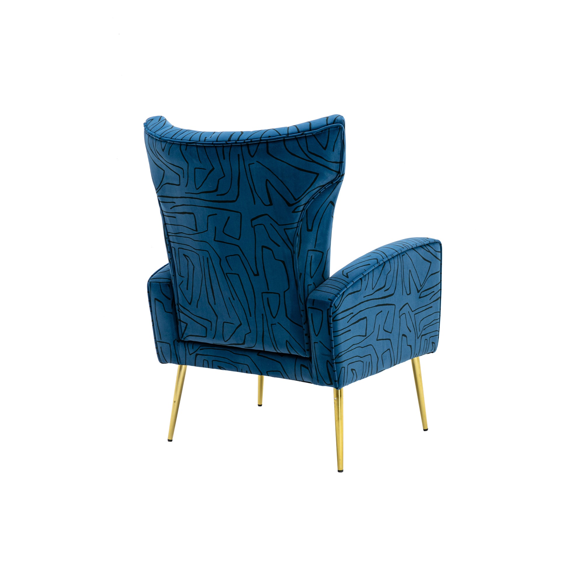 Coolmore Accent Chair ,Leisure Single Chair With Rose Golden Feet Navy Metal