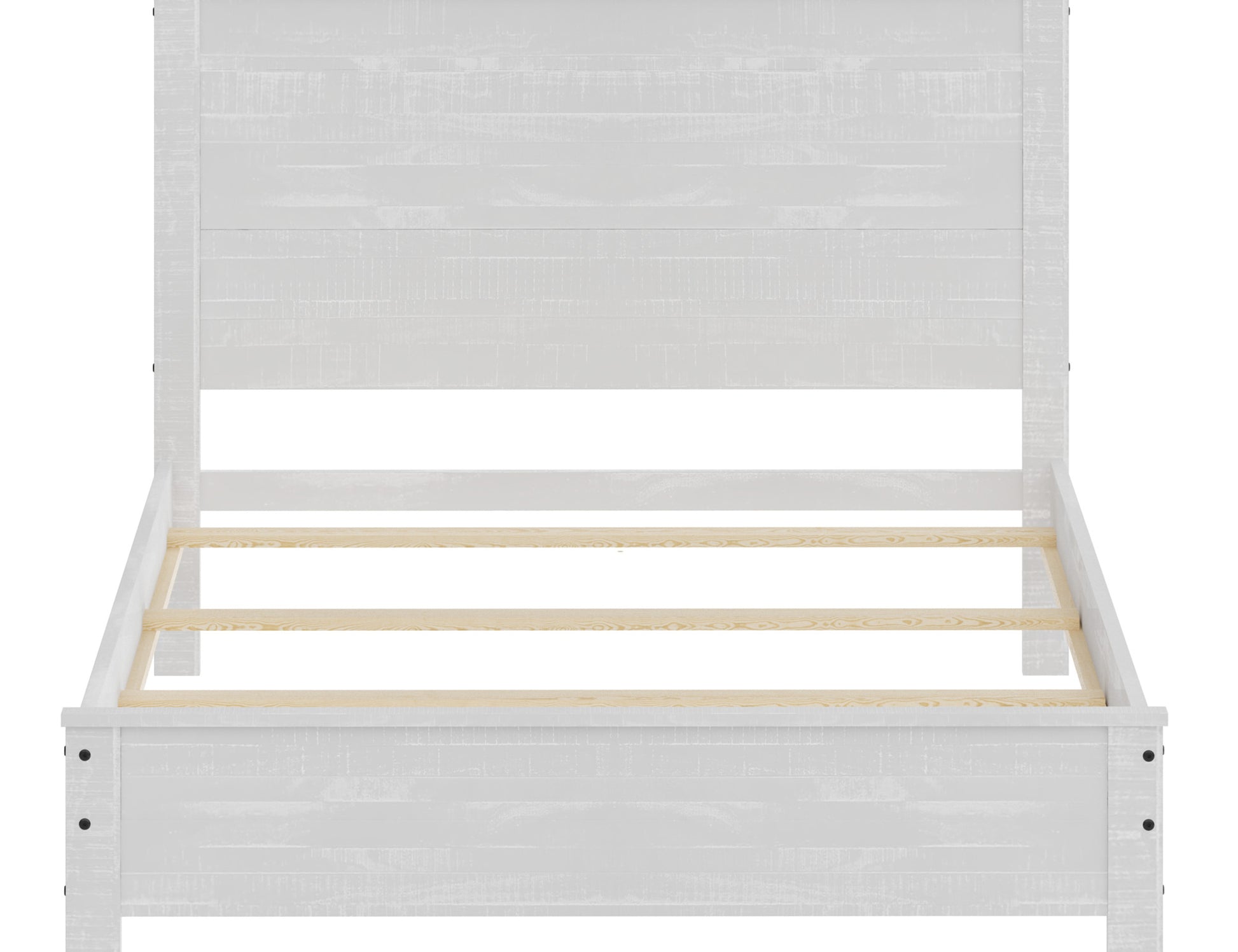 Albany Solid Wood Full Bed Frame With Headboard, Heavy Duty Modern Rustic Full Size Bed Frames, Box Spring Needed White Solid Wood