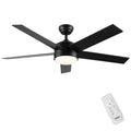 52 Inch Indoor 5 Plywood Black Ceiling Fan With Light Matte Black American Traditional,Farmhouse Steel Plywood