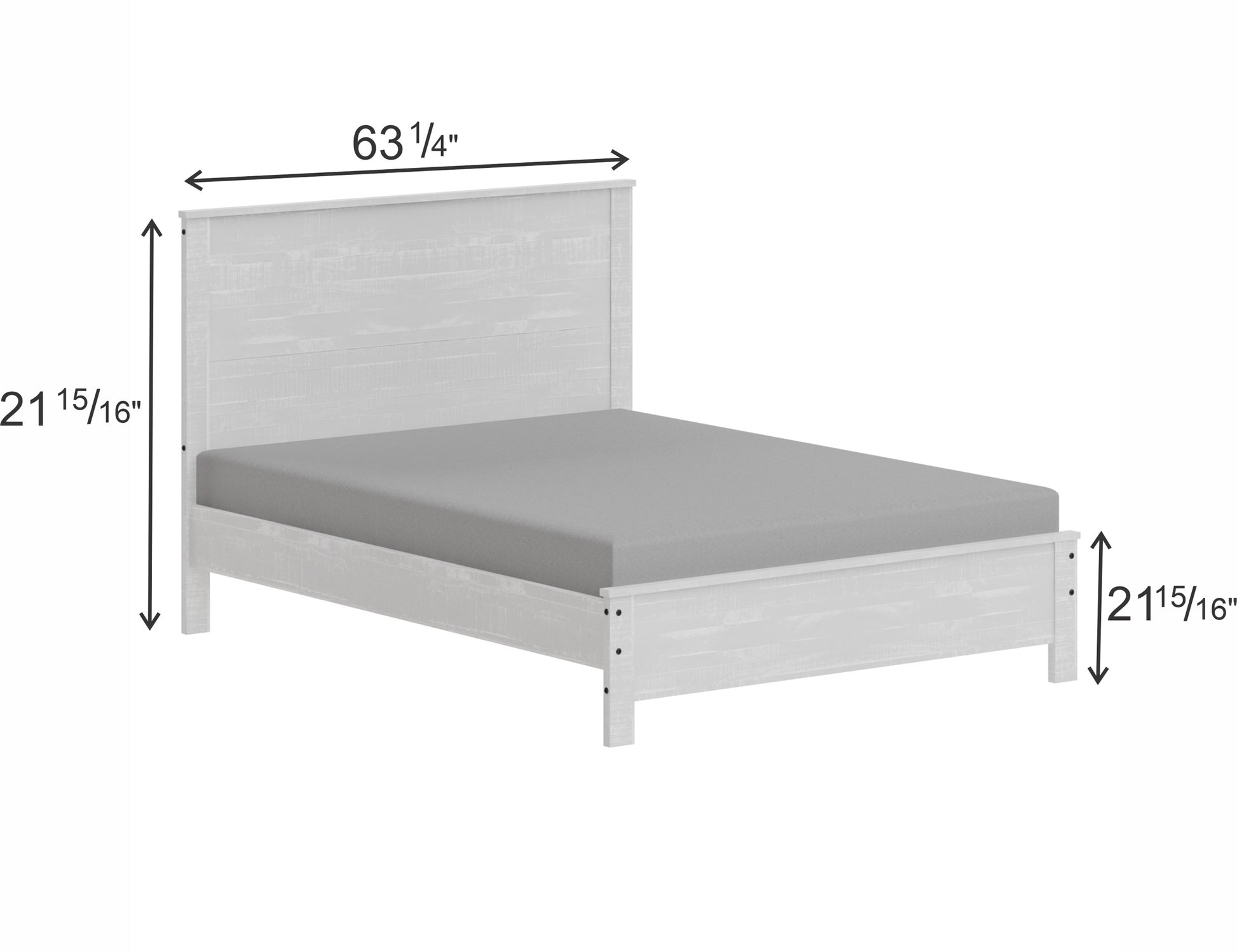 Albany Solid Wood Full Bed Frame With Headboard, Heavy Duty Modern Rustic Full Size Bed Frames, Box Spring Needed White Solid Wood