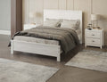 Albany 3 Piece Queen Bed Set, Heavy Duty Solid Wood Queen Size Bed Frame With Bedside Table Set Of 2, White White Solid Wood