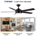 52 Inch Indoor 5 Plywood Black Ceiling Fan With Light Matte Black American Traditional,Farmhouse Steel Plywood