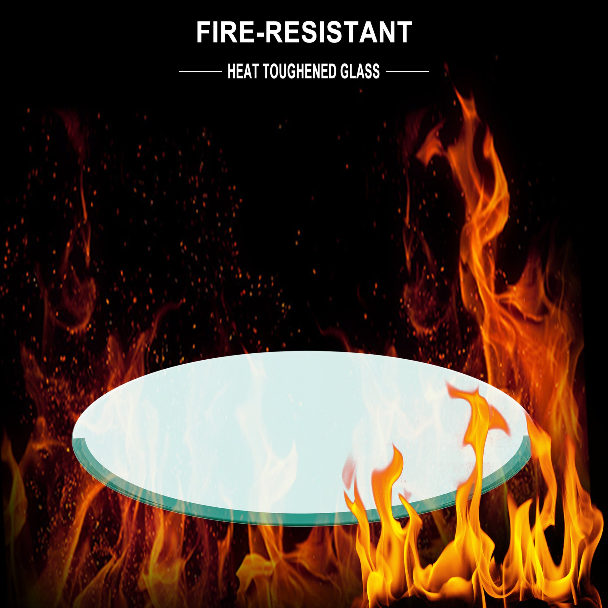 36" Inch Round Tempered Glass Table Top Clear Glass 1 2" Inch Thick Beveled Polished Edge Transparent Glass