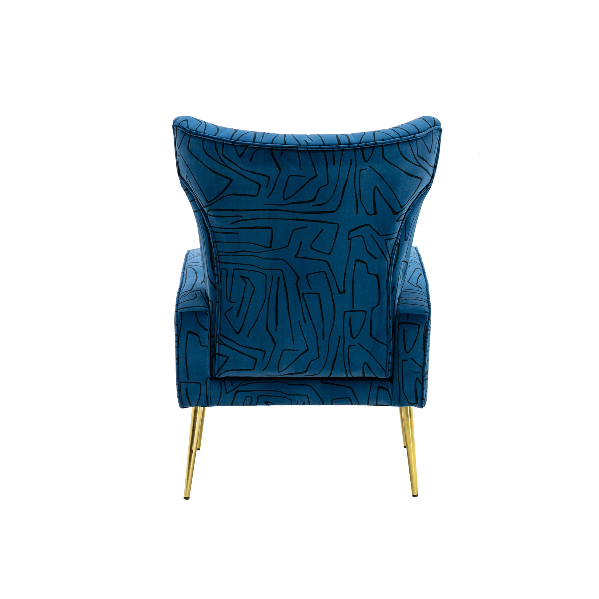 Coolmore Accent Chair ,Leisure Single Chair With Rose Golden Feet Navy Metal