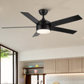 52 Inch Indoor 5 Plywood Black Ceiling Fan With Light Matte Black American Traditional,Farmhouse Steel Plywood