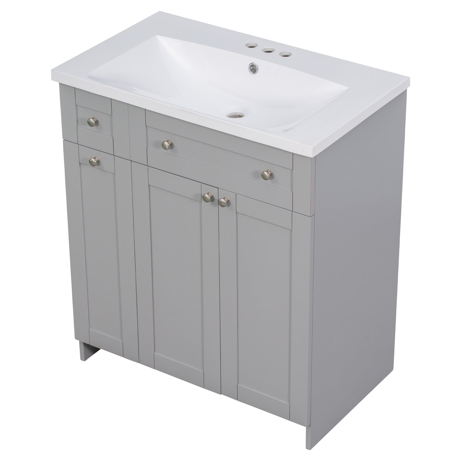 30" Bathroom Vanity With Single Sink In Grey,Combo Cabinet Undermount Sink,Bathroom Storage Cabinet Grey Mdf