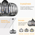 Modern Oblate Black Crystal Chandelier Fixture, Ceiling Pendant Light For Living Room, Bedroom, Kitchen, Dining Room, Hallway, Adjustable Color Temperature, Dimmable, 120V, E26, W16.5*L31.5 Matt