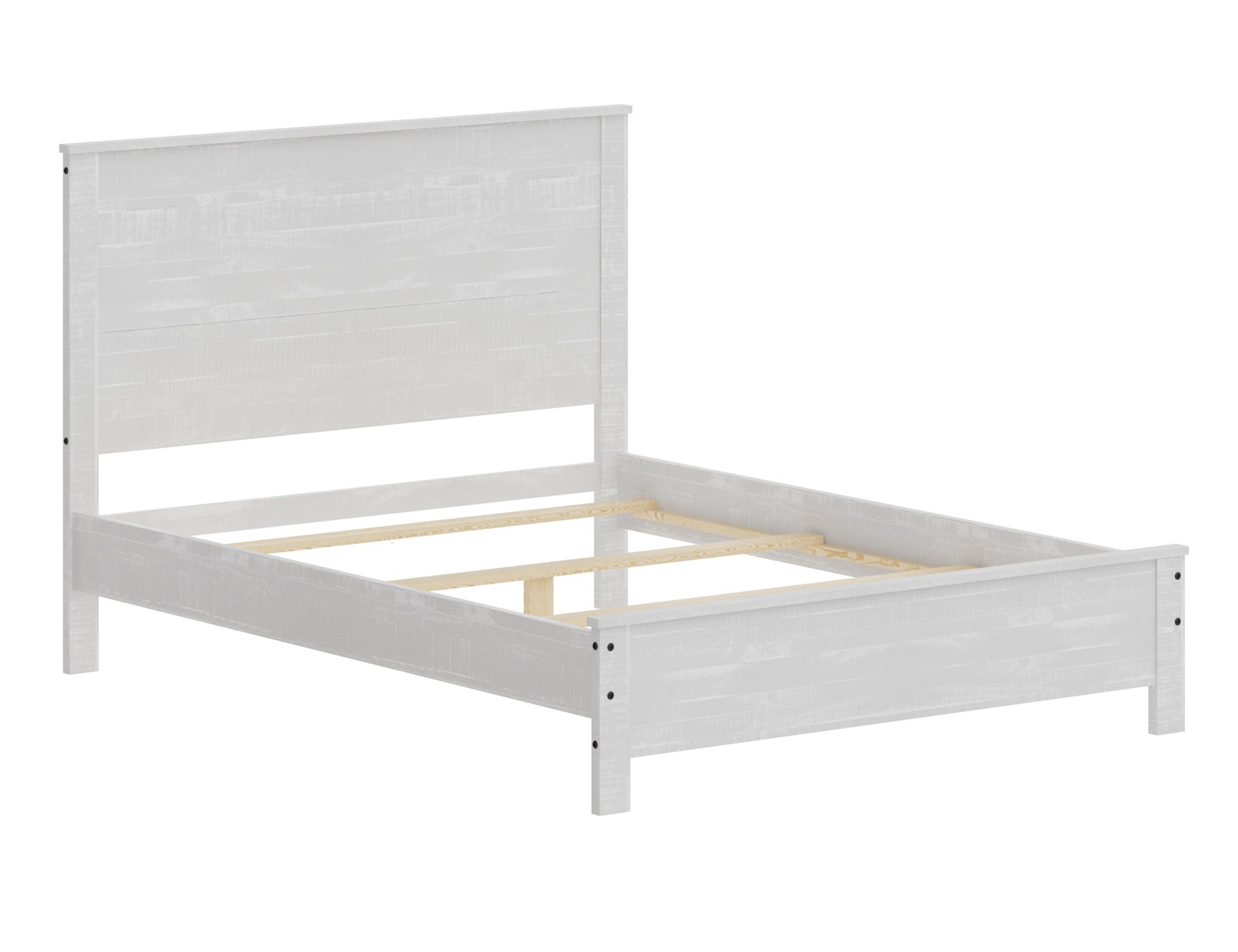 Albany Solid Wood Full Bed Frame With Headboard, Heavy Duty Modern Rustic Full Size Bed Frames, Box Spring Needed White Solid Wood