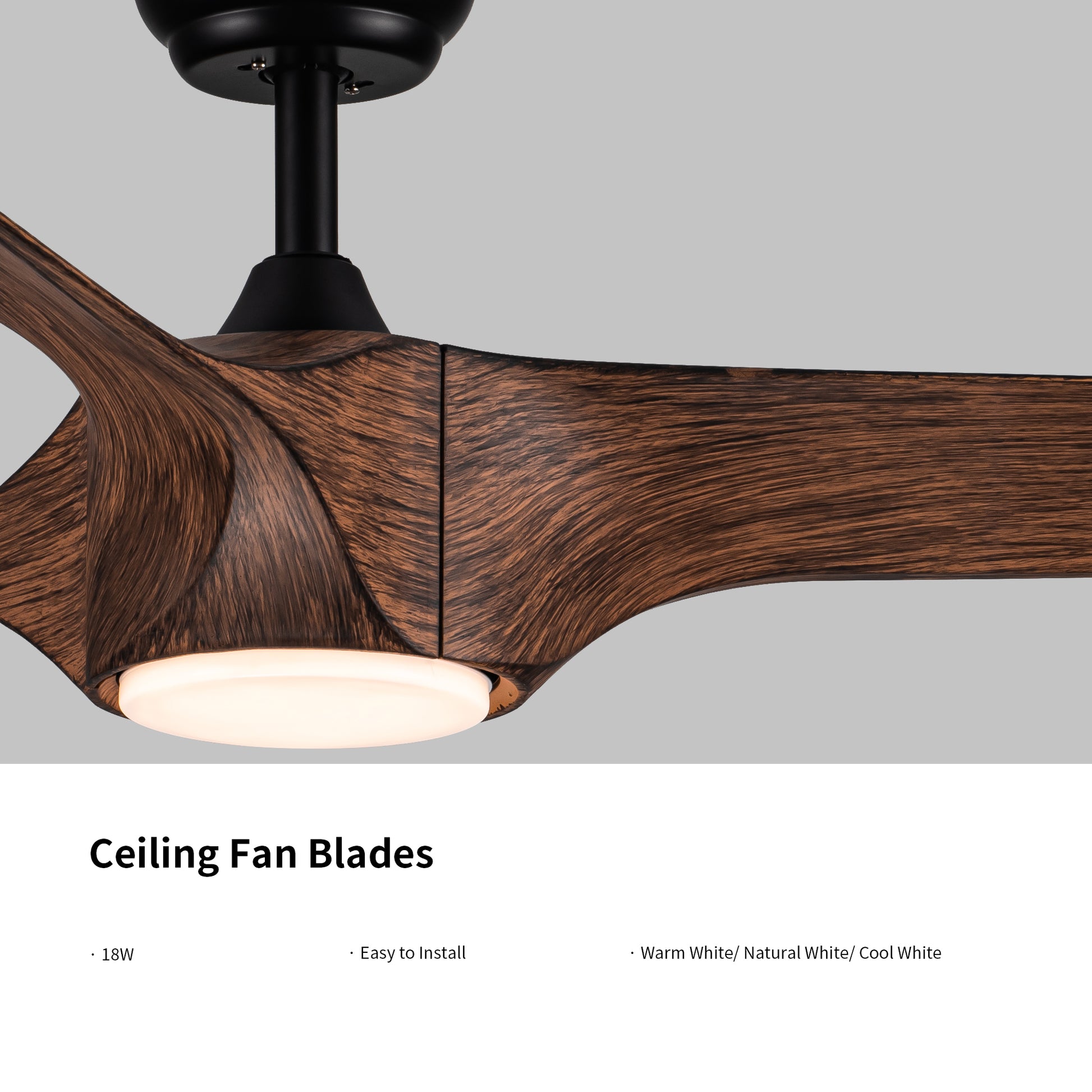 56 In.Intergrated Led Ceiling Fan With Brown Wood Grain Abs Blade Brown Abs