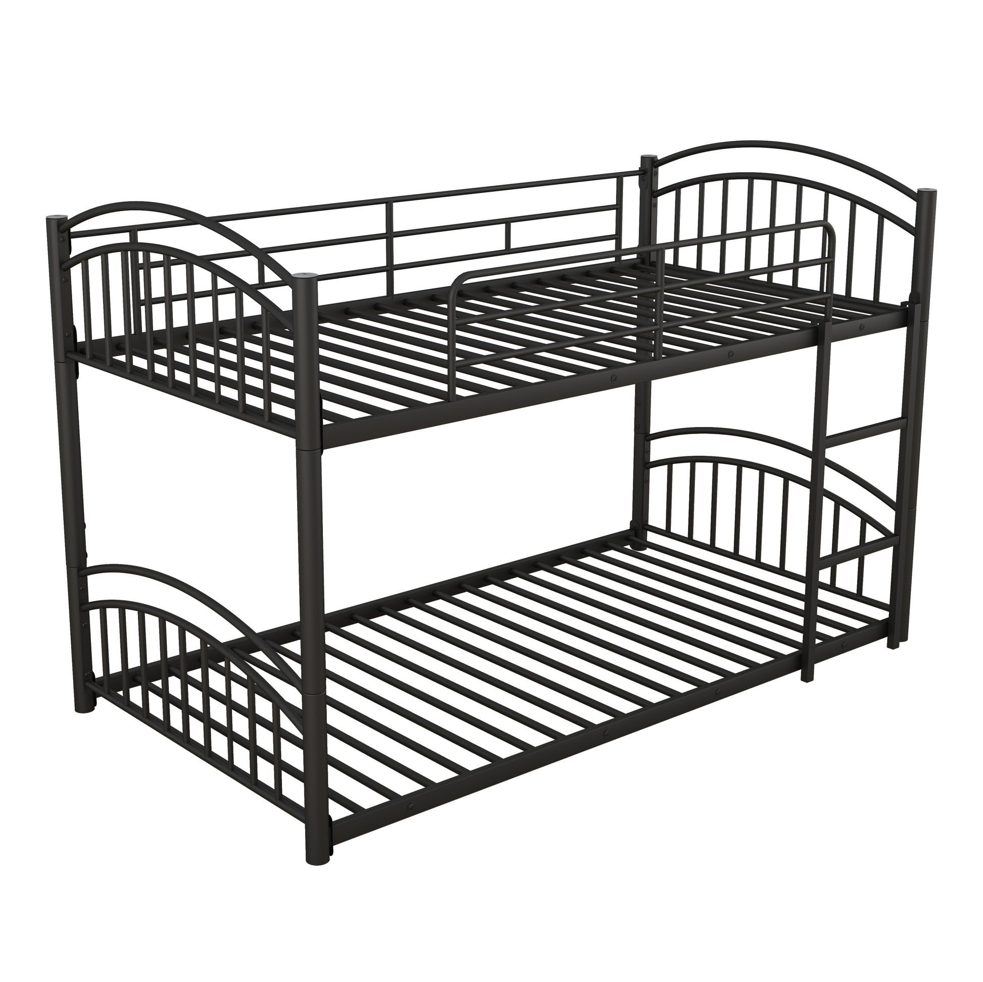 Twin Over Twin Metal Bunk Bed With Slide,Kids House Bed Black Red Twin Black Metal