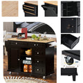 Kitchen Cart With Rubber Wood Desktop Rolling Mobile Kitchen Island With Storage And 5 Draws 53 Inch Length Black Black Mdf