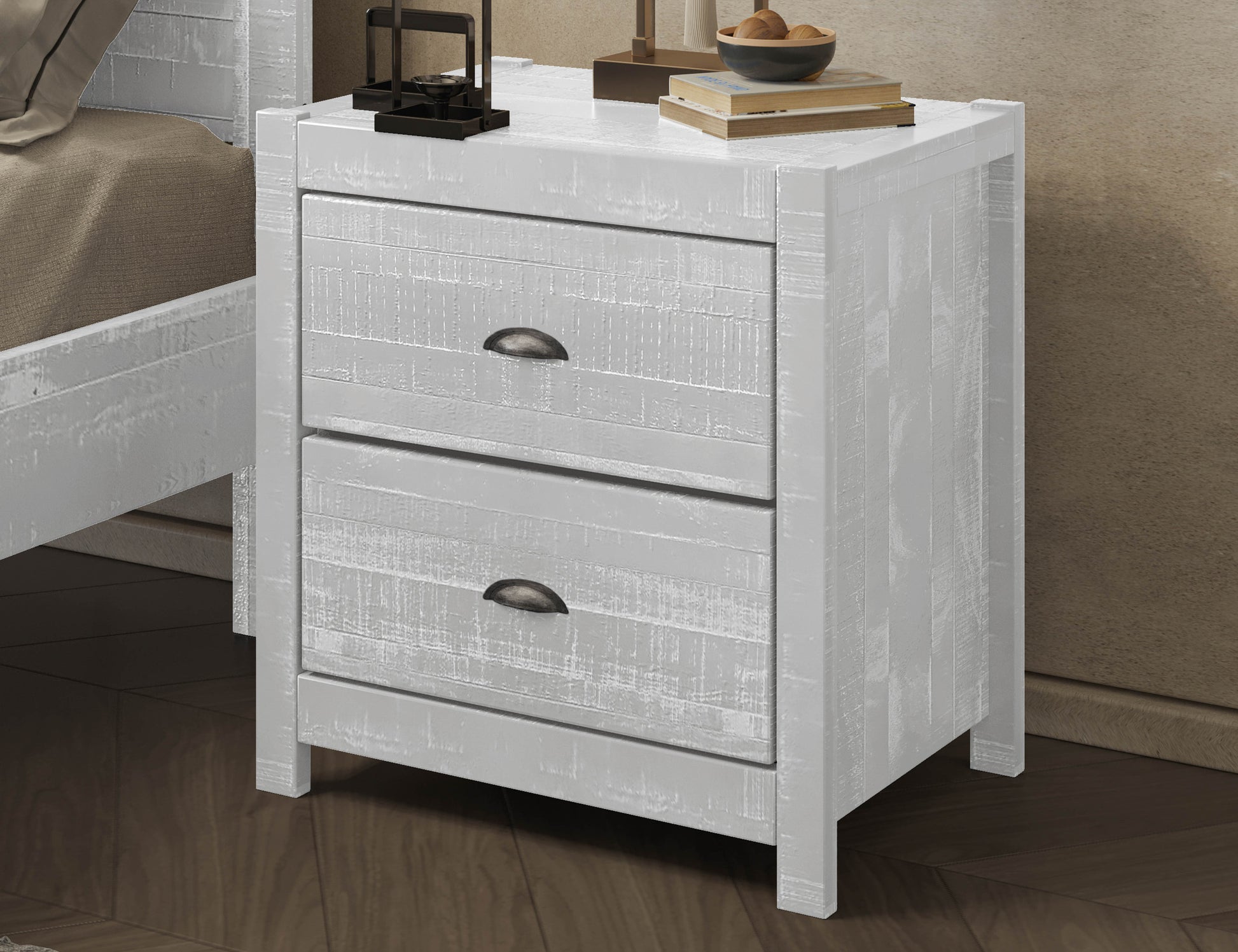 Solid Wood White Night Stand, Bedside Table, End Table, Desk With Drawers For Living Room, Bedroom White Solid Wood